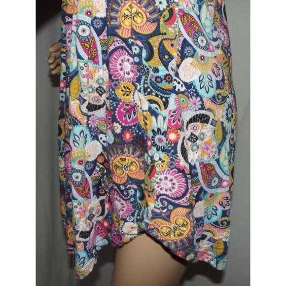 Jamby Tunic Top Womens Size Small Blue Pink Paisley Floral Print shirt Artzy - Picture 8 of 11